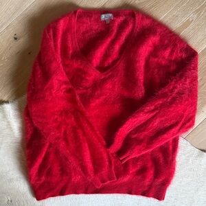 J. Crew Vibrant Red Fluffy cashmere Sweater